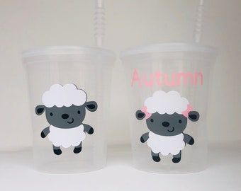 Sheep Reusable Party Favor Cups, Sheep Party Favors, Sheep Birthday Party, Farm Party Favors, Farm Animal Party, Sheep Baby Shower Cups