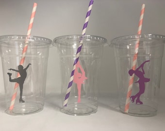 Ice Skating Party Cups, Ice Skating Birthday, Ice Skating Party Favors, Ice Skate Party Favors, Figure skating party cups, Firgure skating