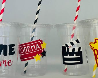 Popcorn Party Cups, Movie Party Cups, Popcorn Birthday Party cups, Movie Party favors, Popcorn Party favors, Movie party Supplies, Cinema