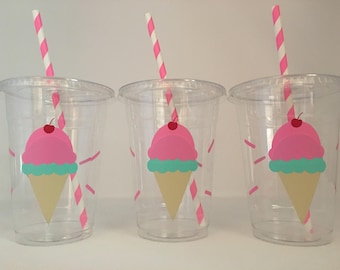 Ice cream party cup, Ice Cream Birthday Party, Ice Cream Party supplies,Summer Party, Ice Cream Baby Shower, Ice Cream  Favors,Disposable