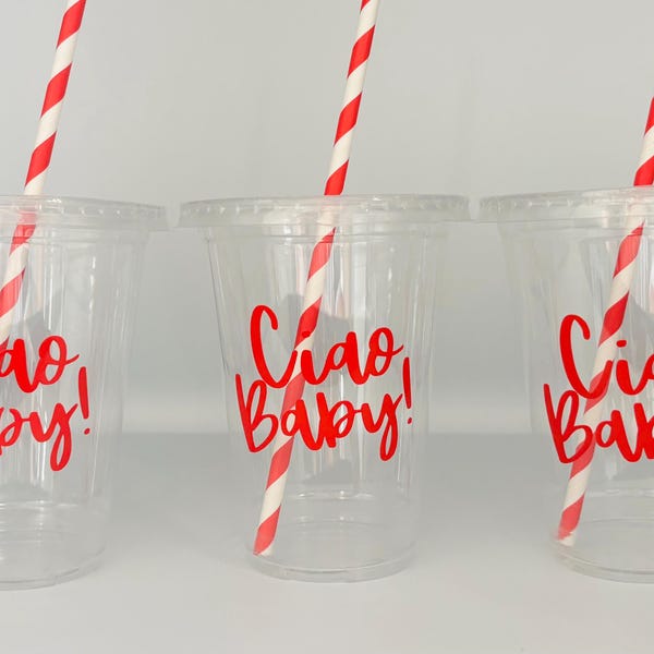 Ciao Party Cups, Ciao Baby Shower Cups, Ciao Party Favors, Ciao Bambino, That's Amore Baby Shower, Holy Canoli Baby Shower, disposable