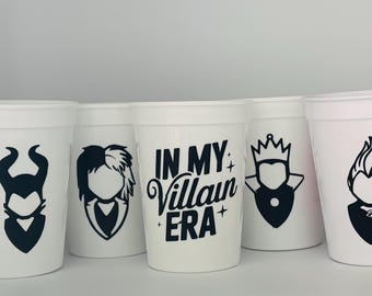 Villain Party Cups, Villain Birthday Party, Villain Party Supplies, Villain Party Cups, Cruella Party,Maleficent Party Cups,Reusable