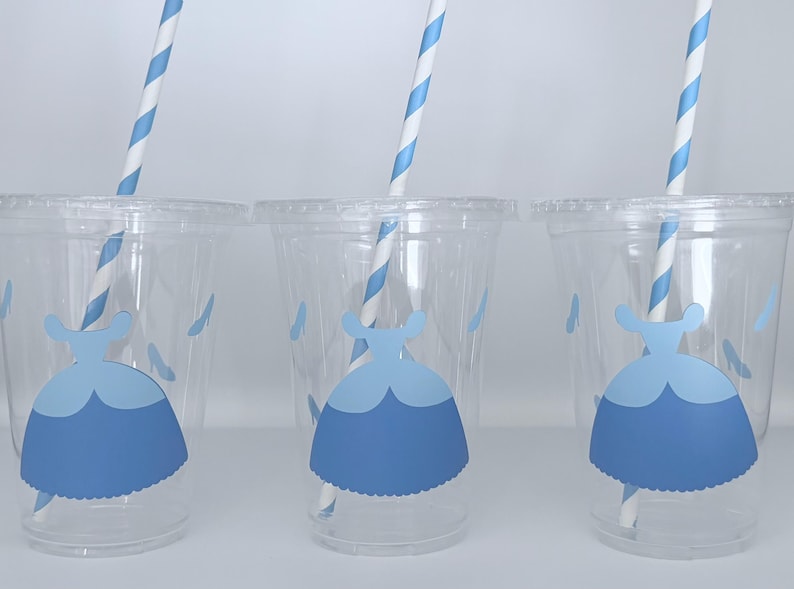 Vasos para fiesta de Cenicienta, fiesta de cumpleaños de Cenicienta, suministros para fiesta de Cenicienta, vasos desechables, regalos para fiesta de Cenicienta, princesa, zapato de cristal imagen 4