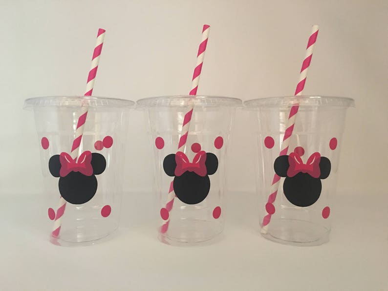 Minnie Mouse Party Cups, Minnie Mouse Birthday Cups, Minnie Mouse Baby Shower, Disposable Cups,Minnie Mouse Party Favors,Minnie Party Supply image 7