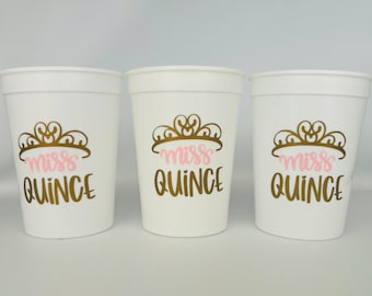 Quinceañera Party Cups, Custom Mis Quince Favors, 16oz reusable Plastic Cup, Customized Sweet 15 Cups, Favor Cups, Quinceanera Party Favor