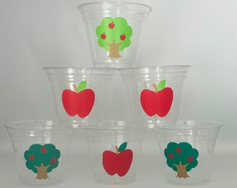 Vasos para fiesta "La Manzana de Nuestros Ojos", cumpleaños en el huerto de manzanas, baby shower de manzanas, recuerdos de fiesta de manzanas, vasos desechables, artículos para fiestas, fiesta de maestros