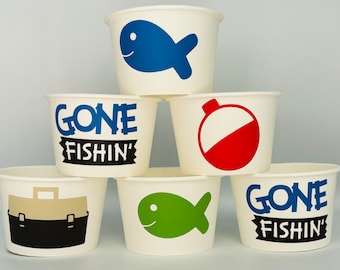 Fishing Party Snack Cups, Fishing Birthday Party Snack Cups, Fishing Baby Shower, Outdoor Party, Hunting Party, Fishing party supplies