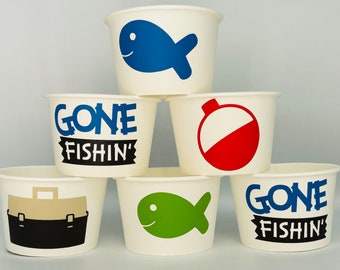 Fishing Party Snack Cups, Fishing Birthday Party Snack Cups, Fishing Baby Shower, Outdoor Party, Hunting Party, Fishing party supplies