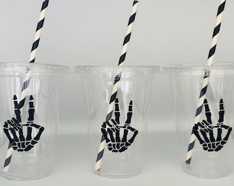 Bad Two the Bone, Skeleton Party Cups, Skeleton Peace, Second Birthday, 2nd Birthday, Girls Bad to the Bone, Party Cups, Disposable