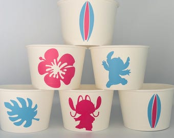 Stitch Party Cups, Stitch Birthday Party, Stitch Party Favors, Lilo and Stitch Party, Hawaiian Party Cups, Surf Party Cups