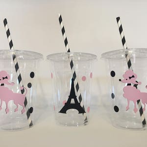 Vasos para fiestas de París, Vasos para fiestas de cumpleaños de París, Vasos para fiestas de viaje, Vasos para cumpleaños de París, Baby Shower de París, Fiesta de París, Fiesta de caniches, Desechables