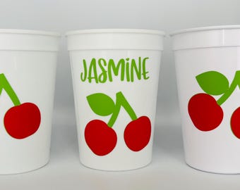 Cherry Party Cups, Cherry Birthday Cups, Cherry Baby shower cups, Cherry Party Favors, Fruit Party cups, Cherry Baby shower, Fruit Party