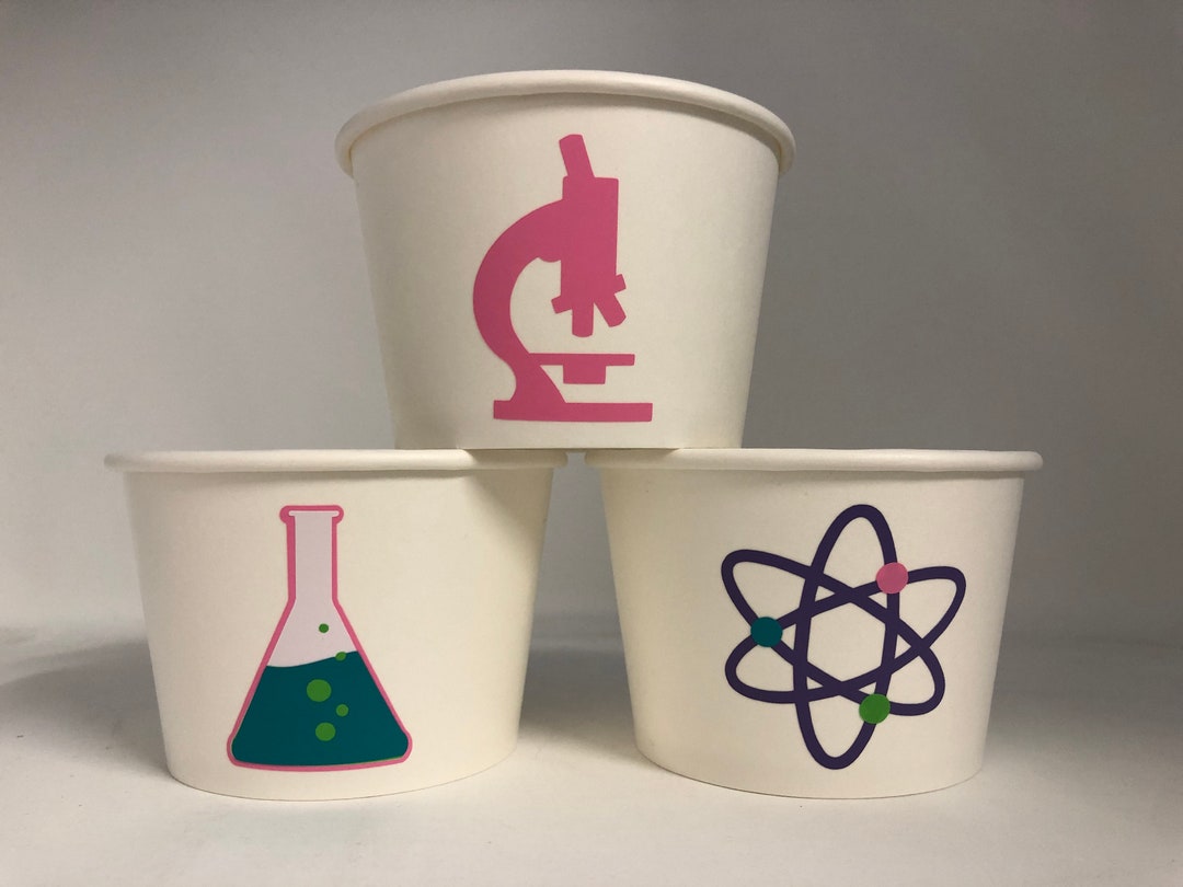 Girl Science Party Snack Cups Pink Mad Scientist Party Cups Etsy
