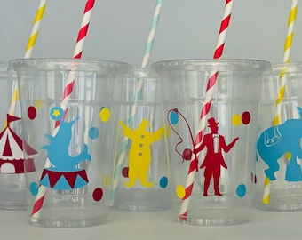 Circus Party Cups, Carnival Party Cups, Circus Birthday Party Cups, Carnival Birthday party Cups, Circus Party Favors, Supplies, disposable