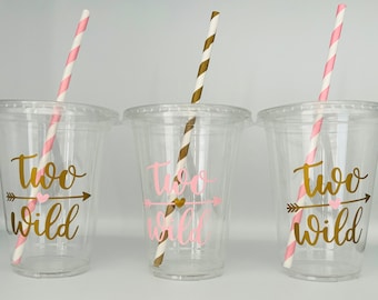 Two Wild Party Cups, Second Birthday, Two Wild Party Favors, Disposable Cups,2nd Birthday, Two Wild, Party Animal, Two wild favors