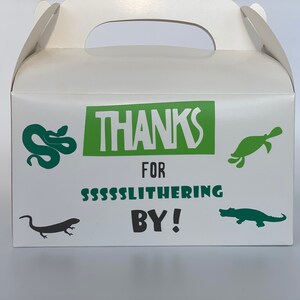 Reptile Party Favors, Reptile Birthday Party, Reptile Party Favor Boxes, Reptile baby shower, Thanks for slithering by