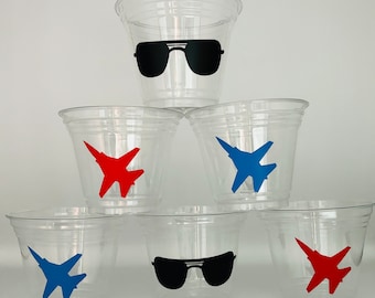 Fighter Pilot party Cups, Fighter Pilot Birthday Party, Plane Party, Fighter Pilot Party Supplies, Party Favors, Disposable Cups