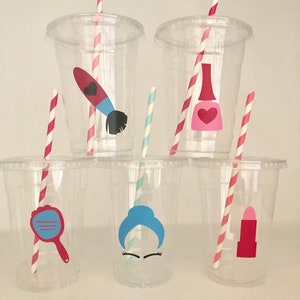 Spa Party Cups, Spa Birthday Party, Spa Party, Spa Birthday, Sleepover Party Cups, Spa Party Favors, Teen Party, Make up Party, Favors image 2