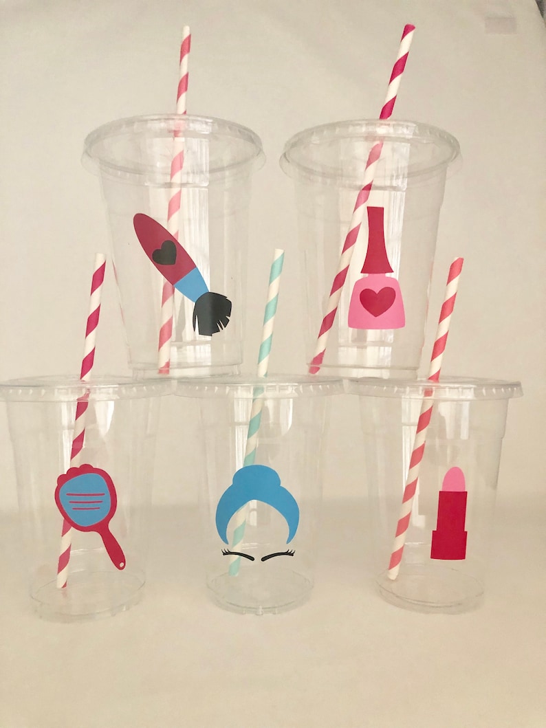 Spa Party Cups, Spa Birthday Party, Spa Party, Spa Birthday, Sleepover Party Cups, Spa Party Favors, Teen Party, Make up Party, Favors image 2