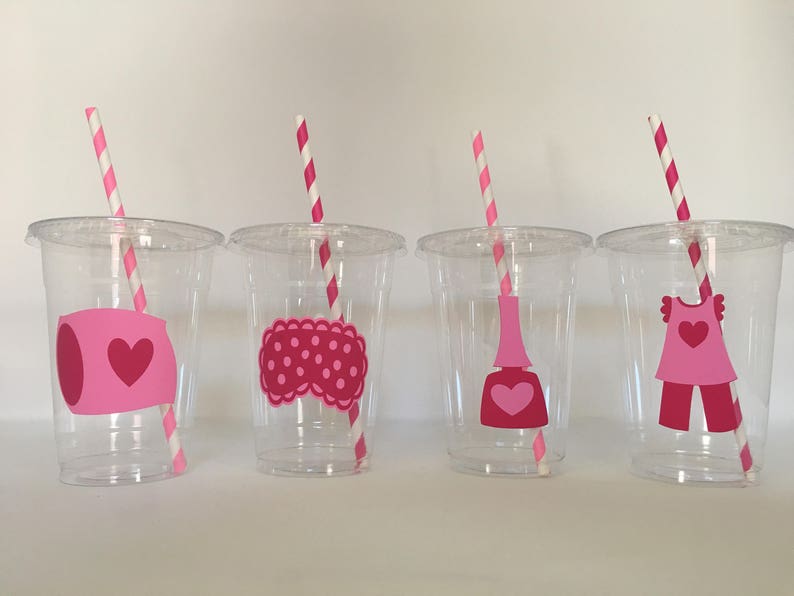 Pajama party cups, Pajama Birthday Party Cups, Sleepover Party Cups, Sleepover Birthday Party Cups, Pancakes and Pajama Party Cups, Favors image 1