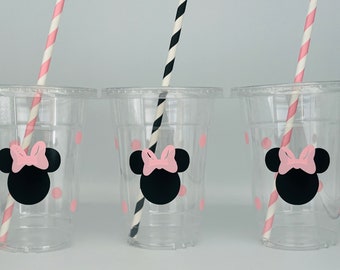 Minnie Mouse Party cups (light pink), Minnie Mouse Baby Shower, Minnie Mouse Party Supplies, Minne Mouse Party Favors, Disposable