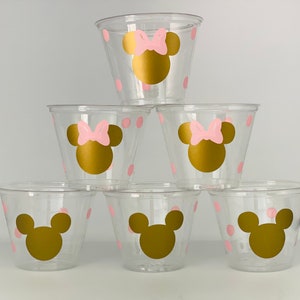 Minnie Mouse Party Cups, Pink and Gold Minnie Mouse, Pink and Gold Minnie Party Supplies, Minnie Mouse tableware, Minnie Party Supplies
