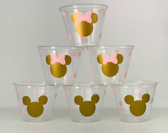Minnie Mouse Party Cups, Pink and Gold Minnie Mouse, Pink and Gold Minnie Party Supplies, Minnie Mouse tableware, Minnie Party Supplies