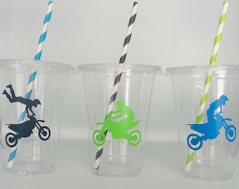 Dirt Bike Party Cups, Motorcycle Party Cups, Motorcycle Birthday Party Cups, Dirt Bike Party, Bike Party Supplies, Motorcycle Party Favors