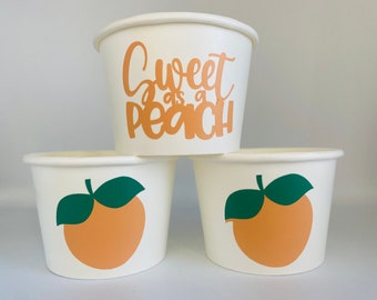 Peach Party Snack Cups, Peach Party Supplies, Sweet as a Peach Party Cups, Fruit Party, Peach Baby Shower, Peach Birthday Party Supplies