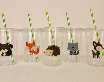 Woodland party cups, Woodland Baby Shower Cups, Forest Party,  Forest Animal Party Cups, Woodland Party Supplies, Hedge hog Party,Disposable