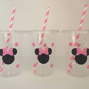 Minnie Mouse Party Cups, Minnie Mouse Birthday Cups, Minnie Mouse Baby Shower, Disposable Cups,Minnie Mouse Party Favors,Minnie Party Supply image 1