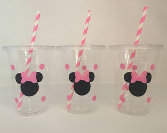 Minnie Mouse Party Cups, Minnie Mouse Birthday Party Cups, Minnie Mouse Baby Shower Party Cups,Minnie Mouse Party Favors,Minnie Party Supply