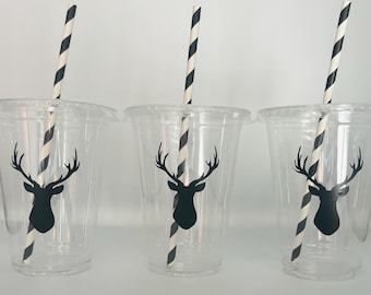 Deer Party Cups, Deer Birthday Party Cups, Deer Baby Shower Cups, Hunting party Cups, Hunting Baby Shower Cups, Deer Party Supply,Disposable