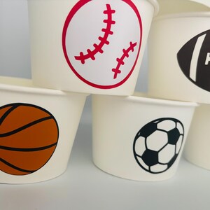 Sports Party Snack cups, Football Party, Sports party supplies, Sports Birthday Party Cups,Sports baby shower cups,Sports Party supply image 3