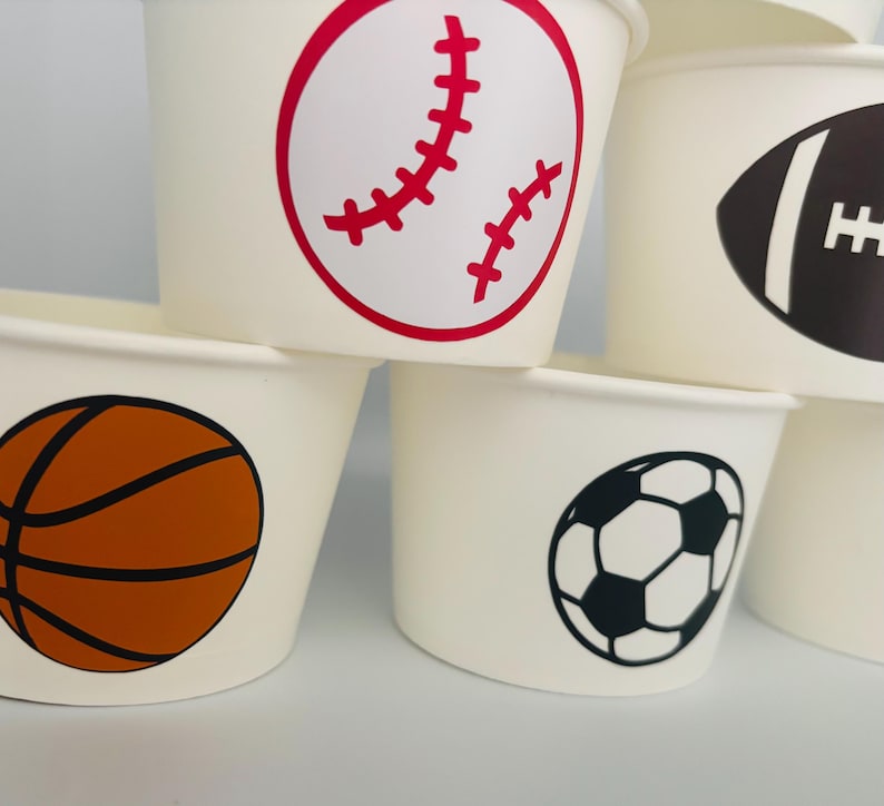 Sports Party Snack cups, Football Party, Sports party supplies, Sports Birthday Party Cups,Sports baby shower cups,Sports Party supply image 3