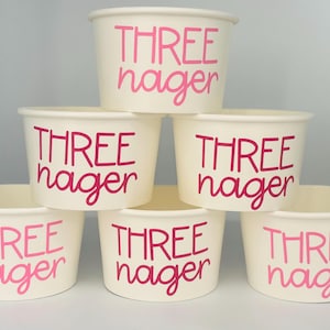 Threenager Party cups, Little Miss Threenager, Turning 3 Party Favors, Third Birthday, Custom Third Birthday Party, Disposable