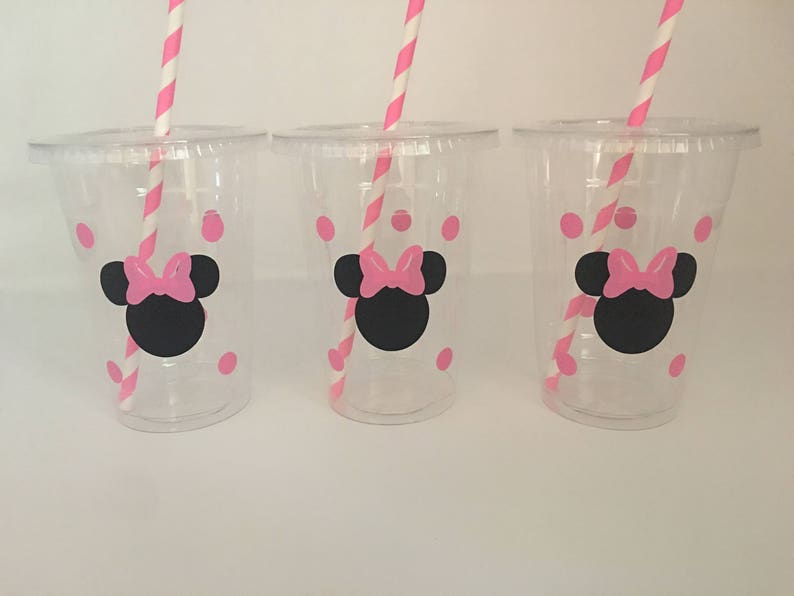 Minnie Mouse Party Cups, Minnie Mouse Birthday Cups, Minnie Mouse Baby Shower, Disposable Cups,Minnie Mouse Party Favors,Minnie Party Supply image 4