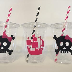 Girl Pirate Party Cups, Pirate Party Cups, Pirate Birthday Party Cups ...