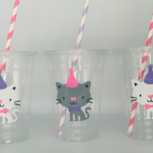 Cat party cups, kitten party cups, pet party cups, Cat birthday Party Cups, Cat Baby Shower, Kitty Party Favors, Cat Party Supplies