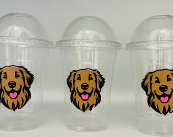 Golden Retriever Dog Party Cups, Retriever Party Cups, Dog Birthday Party, Dog party Supplies, Puppy party, Adopt a dog, party favors, 1st