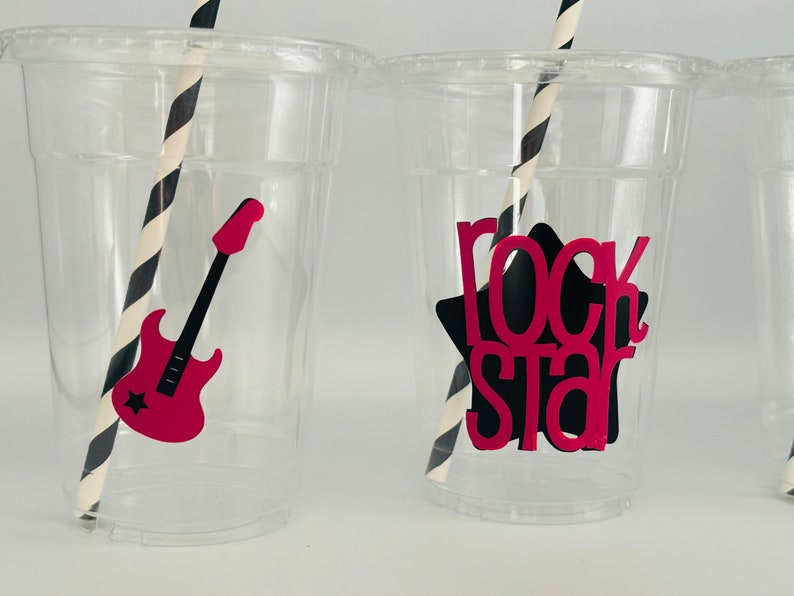 Rock Star Party Cups, Rockstar party cups, Rock Star Party Favors, Music Party Cups, Music party favors,Pop star party, Guitar Party,music image 2