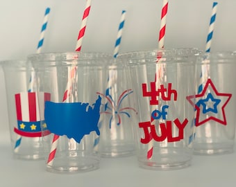 4th of July Party Cups, Fourth of July Party Cup, Independence Day Party, 4th of July birthday Party, Firework Party, Disposable