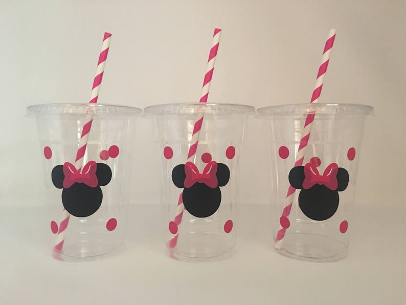 Minnie Mouse Party Cups, Minnie Mouse Birthday Cups, Minnie Mouse Baby Shower, Disposable Cups,Minnie Mouse Party Favors,Minnie Party Supply image 6