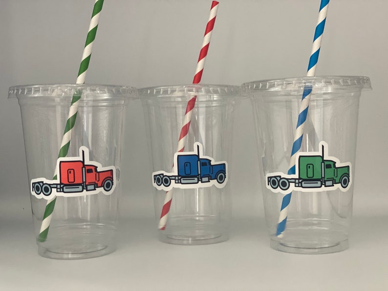 Semi Truck Party Cups Big Rig Party Cups 1st Birthday Work - Etsy