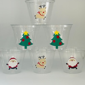 Christmas party cups, Santa Party Cups, Christmas Birthday Party Cups, Reindeer Party Cups, Christmas Eve Dinner, Breakfast with Santa