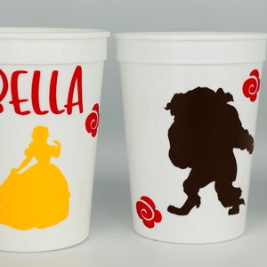 Beauty and the Beast Party Cups,Belle Birthday Party,Belle Party Favors, Beauty and the Beast Supplies, Belle Birthday Favor, Reusable