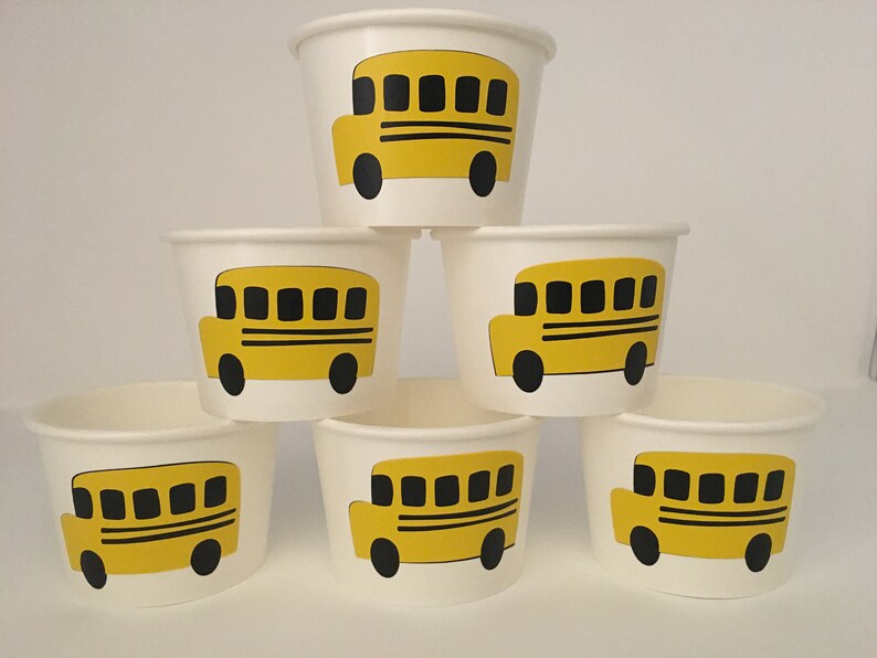 Bus Party Snack Cups Bus Birthday Party Snack Cups School Etsy