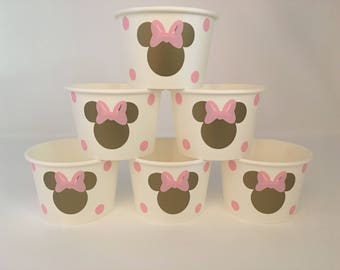 Minnie Mouse pink and gold party snack cups, Pink and Gold Minnie Mouse party, Gold and Pink Minnie Mouse party favors,Minnie Party supplies