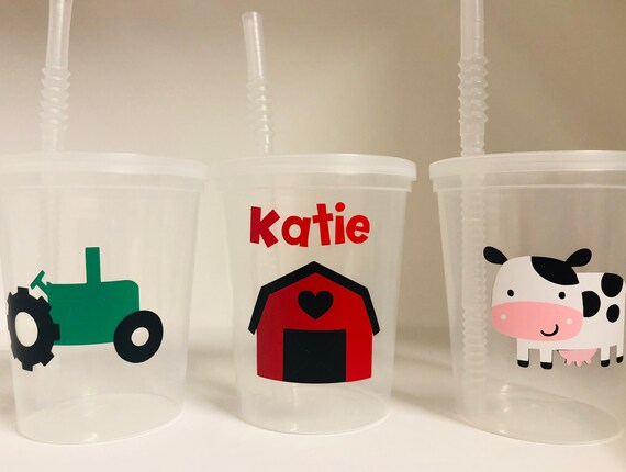 Cheery Christmas Cups with Lids & Straws (Per Dozen