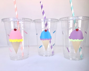 Ice cream party cups, Ice Cream Birthday Party, Ice Cream supplies, Disposable Party Cups, Ice Cream Baby Shower, Ice Cream Party Favors,